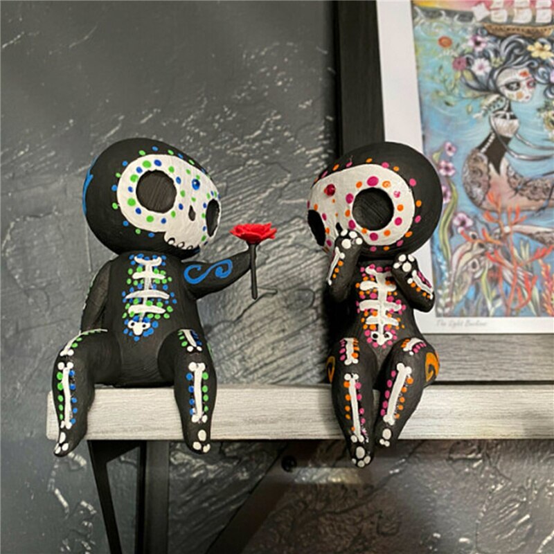 Sugar Skull Figurine Model Hand-painted Resin Toy Statue