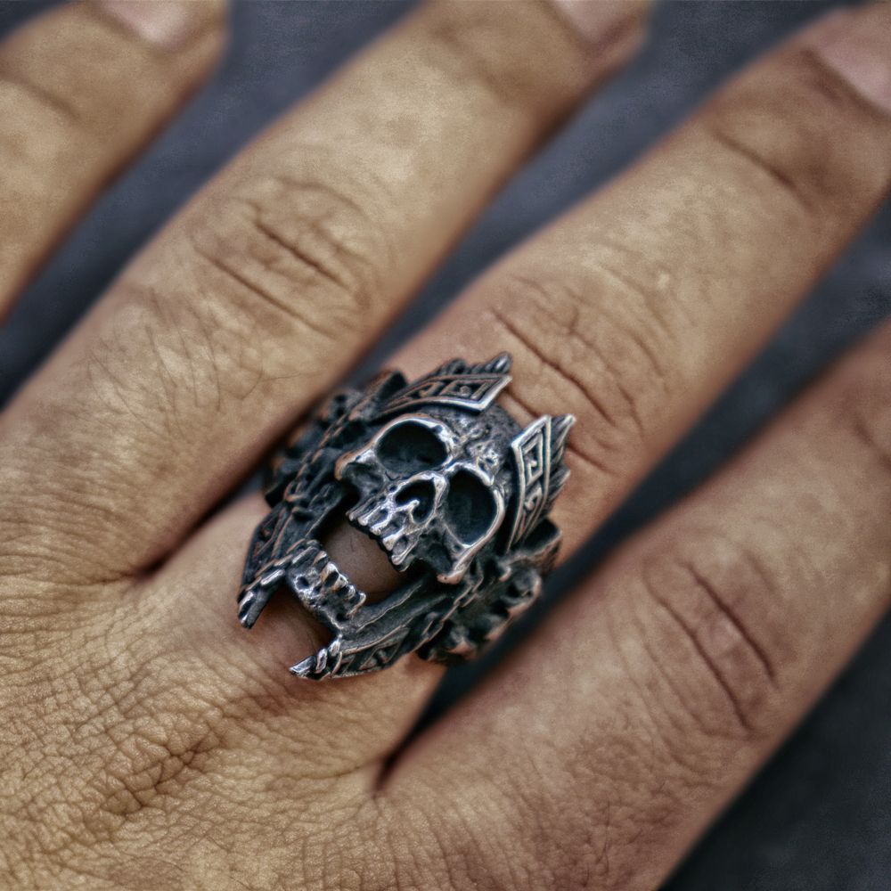 Unique Gods of War Ares Skull Rings Punk Rock Warrior 316L Stainless Steel