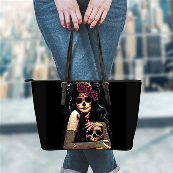 Gothic Girls Skull Brand Women's Bags High Quality Female Large Handbags Tote