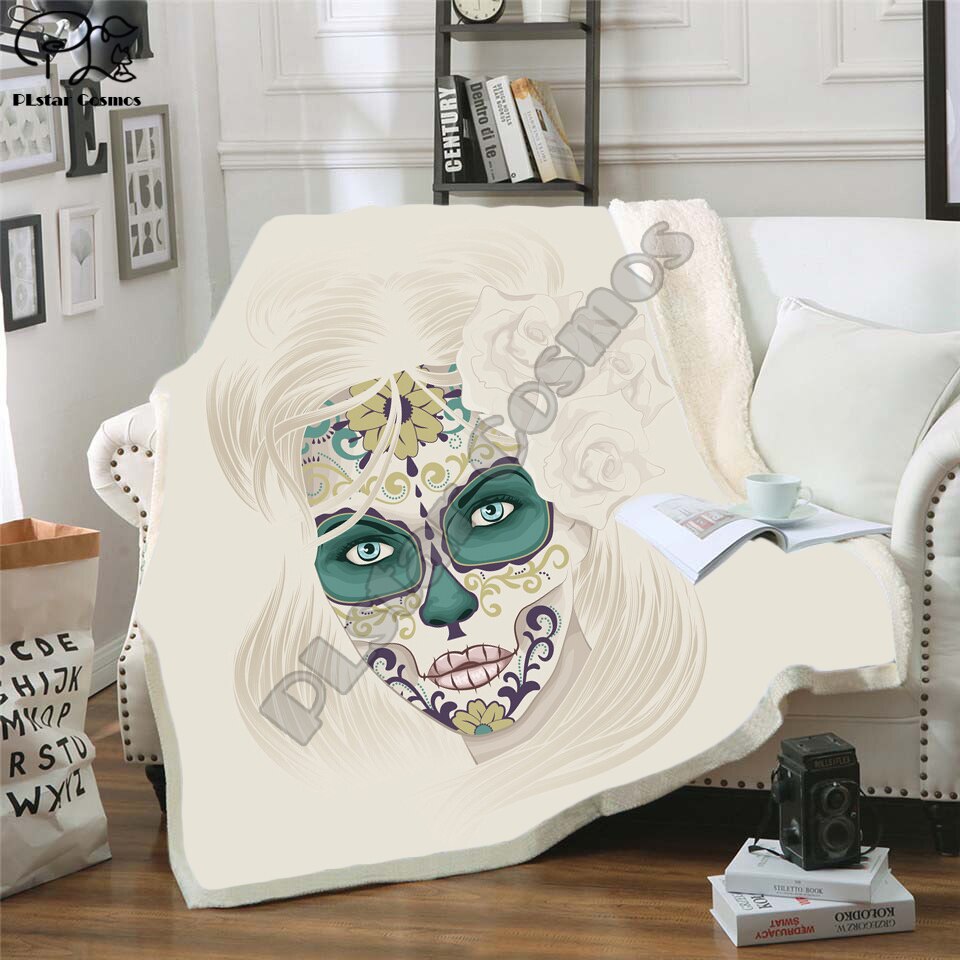 flower skull 3D Bedding Outlet good quality Blanket Sherpa Blanket