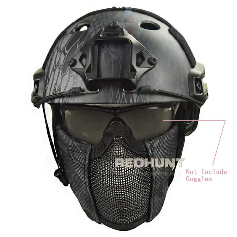 Tactical Helmet Mask Cs Airsoft Paintball Army War Game Motorcycle Hunting Solid Color Fast Helmet
