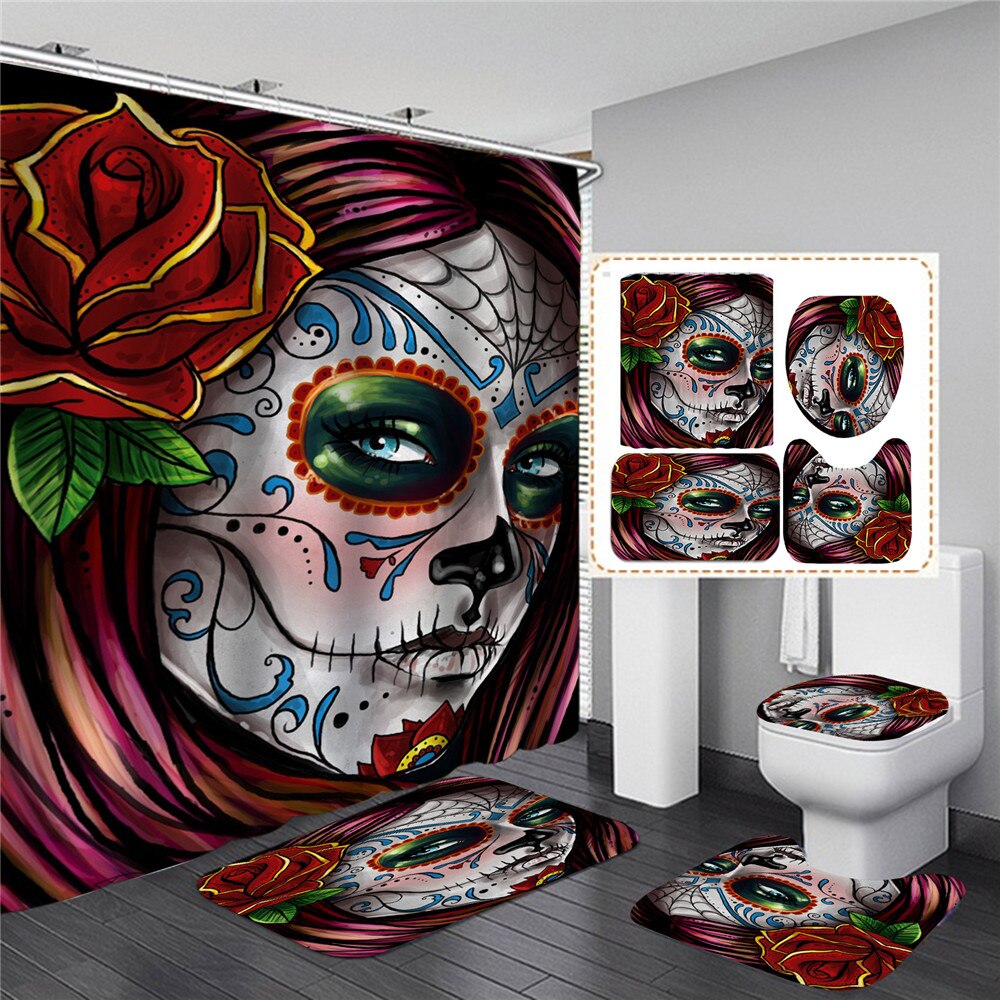 Sugar Skull Shower Curtains Bathroom Curtain Fabric Shower Curtain