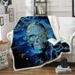 Double layer sugar skull blanket throw for sofa faux fur throw blanket
