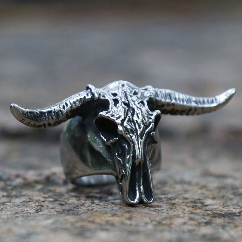 2020 New Goat Head Skull Rings Mens Gothic Animal Rings