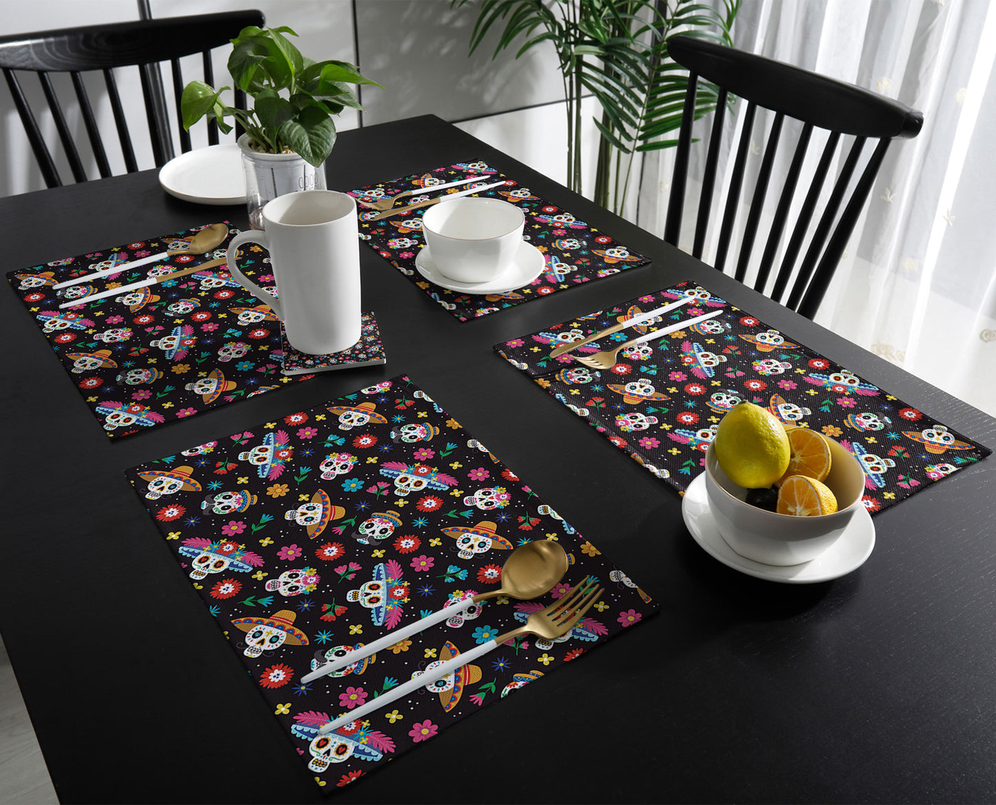 Mexican Skull Table Runner Wedding Table Decor Party Dining Table Mat Placemat