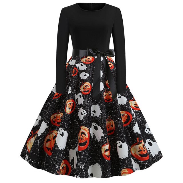 Vintage Halloween Costume Women Party Dresses Long