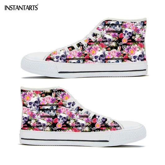 Skull In Rose Design Women Shoes Casual Autumn Spring High