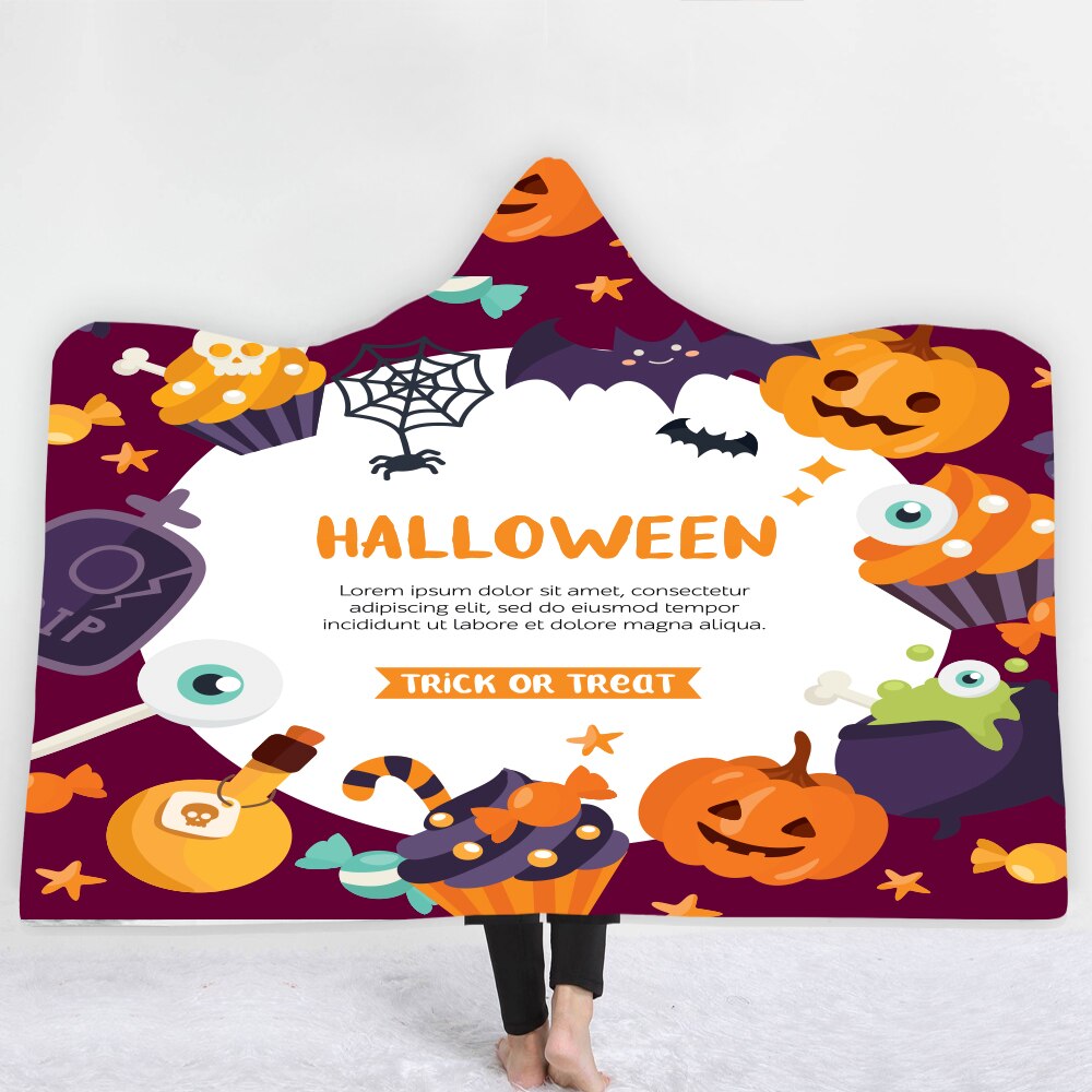 Halloween Skull Series Sherpa Fleece Hooded Blanket