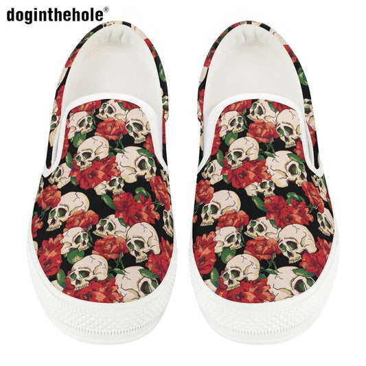 Women Flat Loafers Sugar Skull Printed Shoes for Women's Casual Round