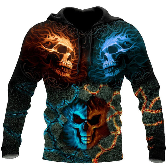 Skull Angel And Demon 3D All Over Printed Autumn Men Hoodies Unisex Casual Zip Pullover