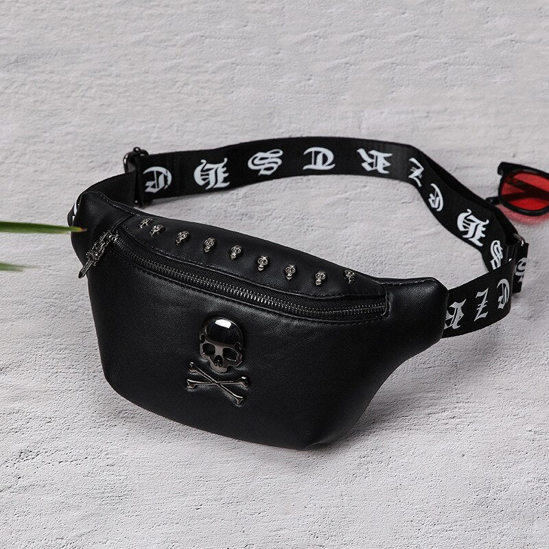 Classic Rivet Skull Men Waist Bag Rock Women's Belt Bag