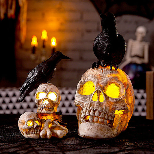 Halloween decorations crow skull pumpkin lamp bar haunted house secret room dress up horror props resin ornaments