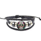 Sugar Skull Fashion Jewelry Cabochon Glass Black Leather Bracelet