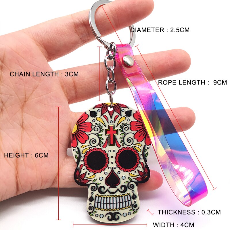 Keychain Calavera Sweet Whimsical Skull Key chain Keyring