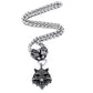 Men stainless steel necklace viking wolf head with Odin