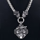 Men stainless steel necklace viking wolf head with Odin