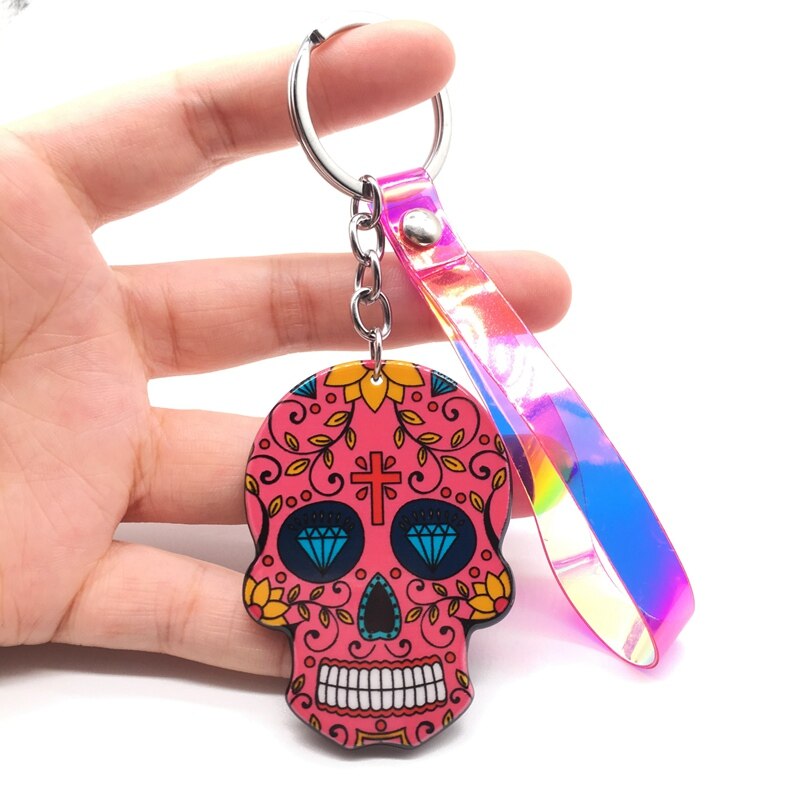 Keychain Calavera Sweet Whimsical Skull Key chain Keyring