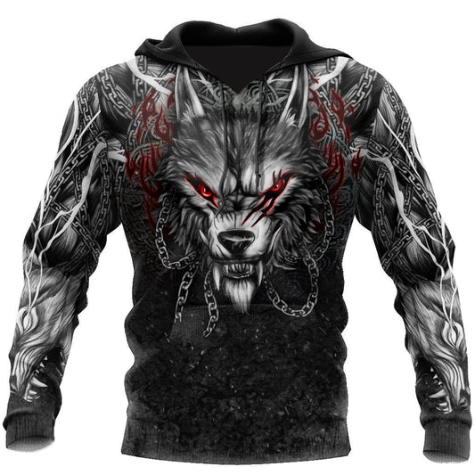 Wolf Tattoo 3D Printing Autumn Fashion Mens Hoodie Unisex Hooded sweatshirt Streetwear Casual Jacket Tracksuit