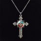 Sugar Skull Picture Glass Dome Cross Pendant Chain Necklace Punk Jewelry