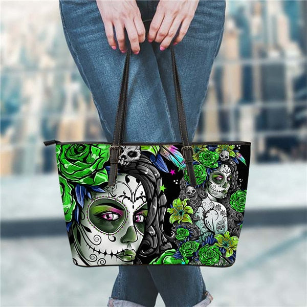 Gothic Girls Skull Brand Women's Bags High Quality Female Large Handbags Tote