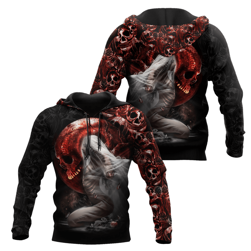 Skull Girl In The Night 3D All Over Printed Mens hoodies and Sweatshirt Autumn Unisex zipper Hoodie