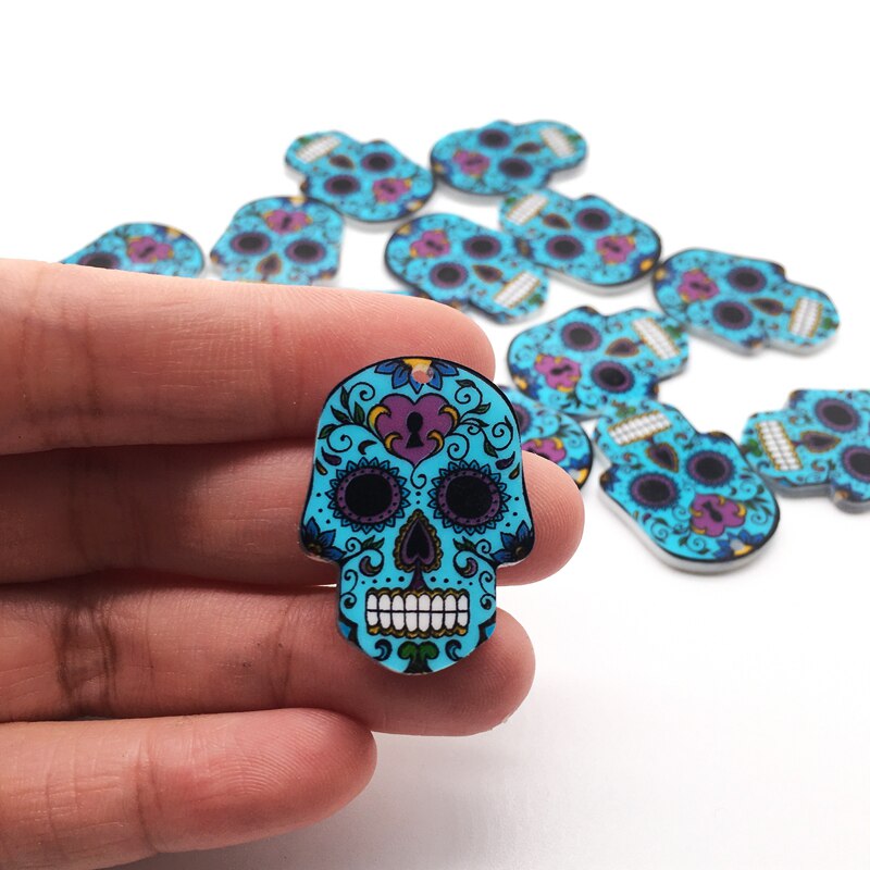 10pcs Charms Sugar Skull Halloween Charms for Jewelry Making