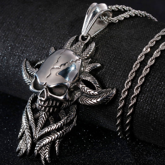 Cool Punk Stainless Steel Skull Pendants Necklaces For Men Fathers&#39; Day Birthday Gifts For Boyfriend Best Friends