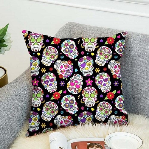 Sugar Skull Cover Polyester Cushion Cover Home Bedroom Hotel Car Decoration