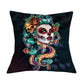 Floral Skull Print Throw Pillows for Couch Halloween Decorative Pillow Covers