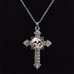 Sugar Skull Picture Glass Dome Cross Pendant Chain Necklace Punk Jewelry