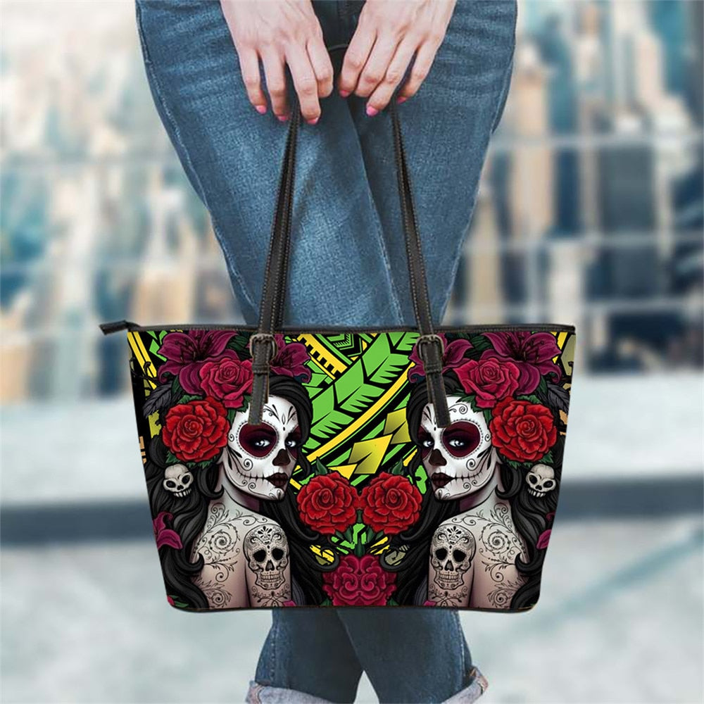 Gothic Girls Skull Brand Women's Bags High Quality Female Large Handbags Tote