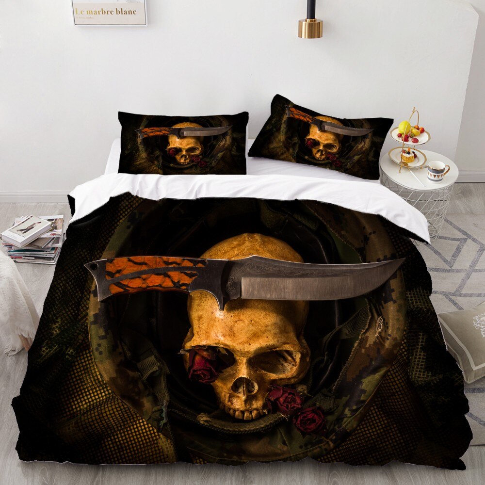 Skull Bedding Set 3D Printed Duvet Cover  3 Pieces Bed Set Comforter Cover Bedding Sets