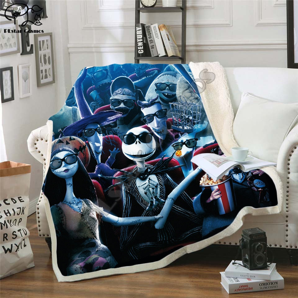 The Nightmare Before Christmas Jack Skull Sherpa Blanket  Plush Velvet Warm