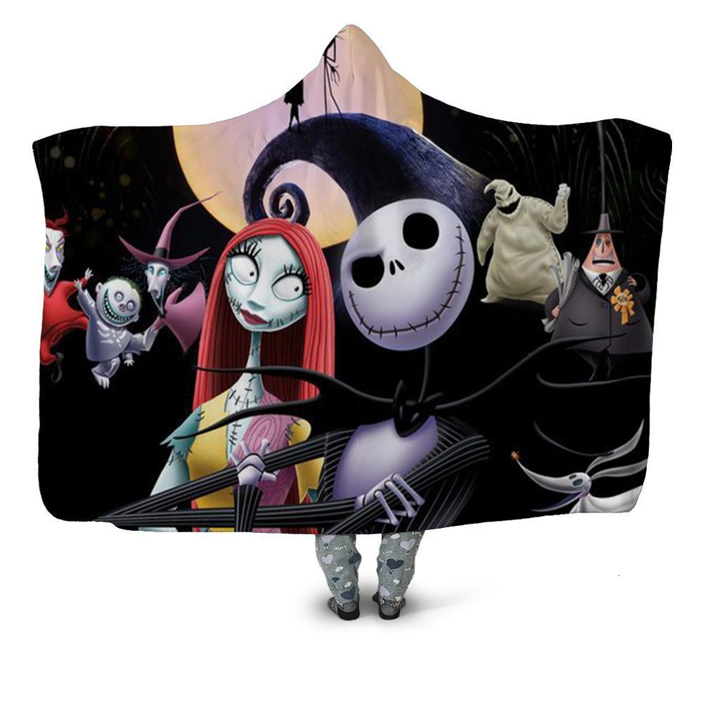 Smile Skull 3d Printed Plush Home Office Textile Hooded Blanket