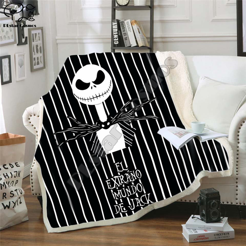 The Nightmare Before Christmas Jack Skull Sherpa Blanket  Plush Velvet Warm