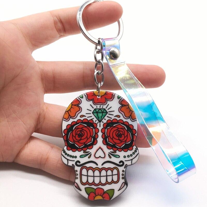 Keychain Calavera Sweet Whimsical Skull Key chain Keyring