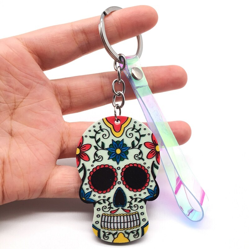 Keychain Calavera Sweet Whimsical Skull Key chain Keyring