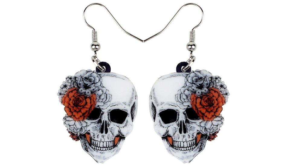 Skeleton Skull Earrings Big Long Punk Fashion Jewelry