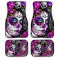 4pcs/Set Day Of The Dead Skull Gothic Car Floor Washable Mats for Front and Back