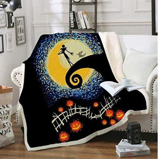 The Nightmare Before Christmas Jack Skull Sherpa Blanket  Plush