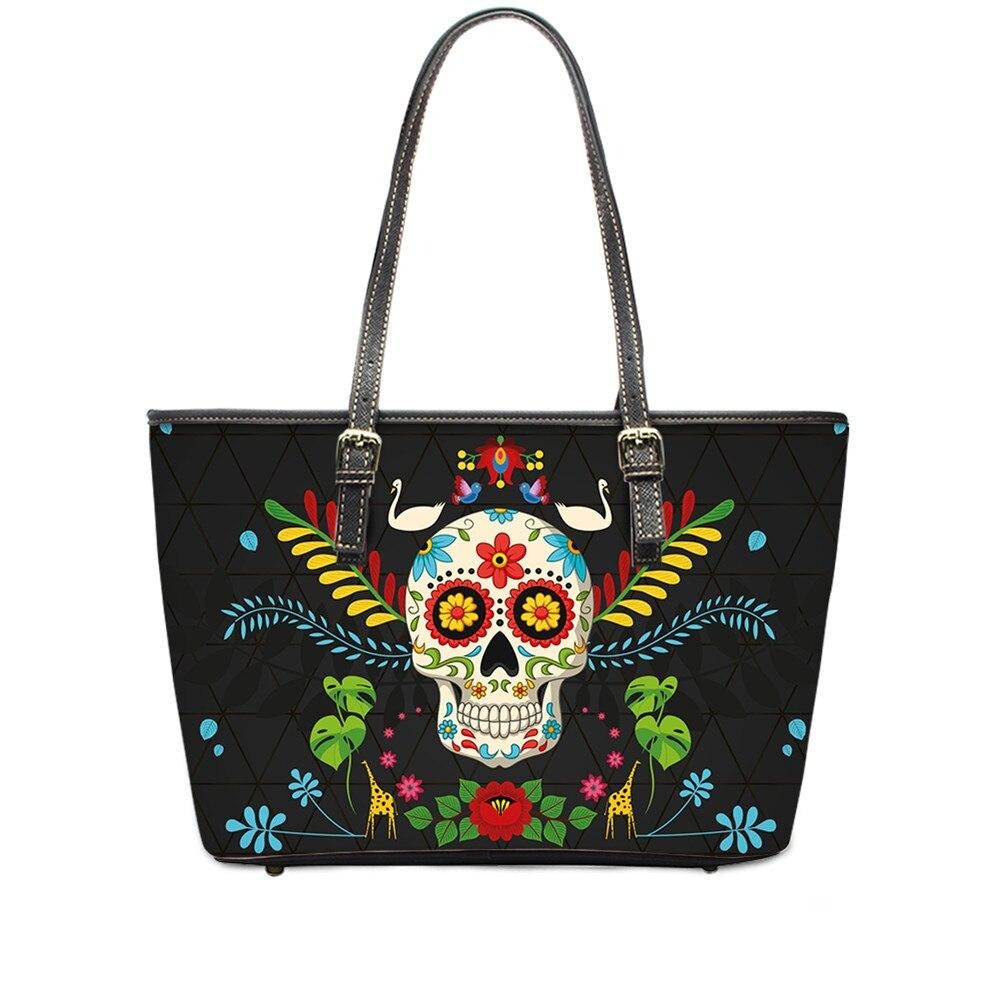 Luxury Design Women Totes Bag 2pcs Set Sugar Skull Ladies Handbags Bags