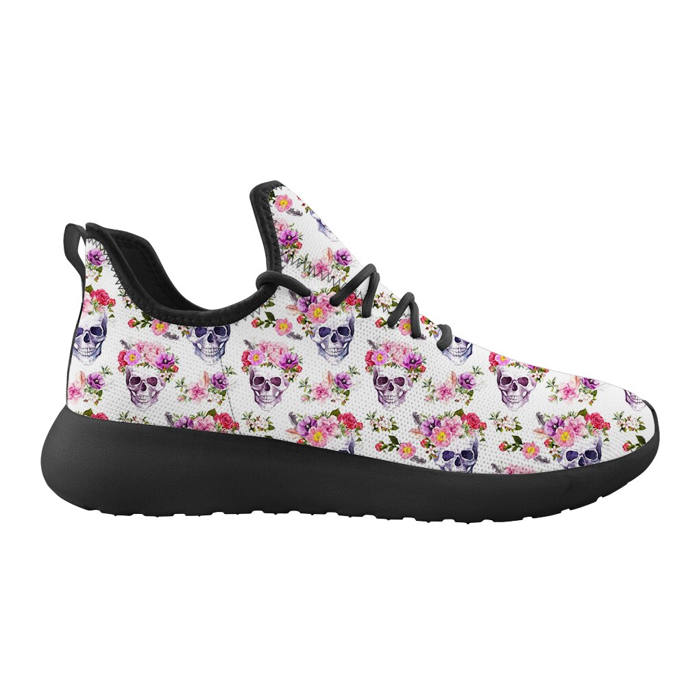 New Skull Flower 3D Pattern Breathable Mesh Shoes