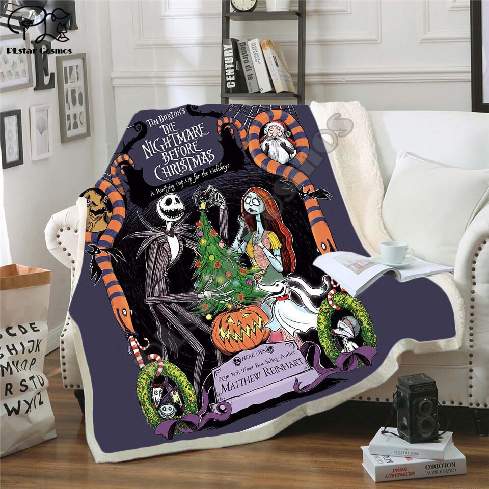 The Nightmare Before Christmas Jack Skull Sherpa Blanket  Plush