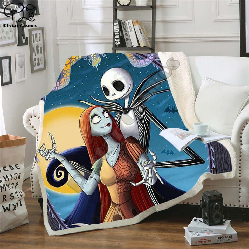 The Nightmare Before Christmas Jack Skull Sherpa Blanket  Plush