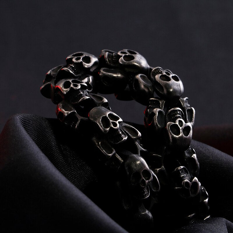 Gifts Vintage jewelry black stainless steel skeleton Skull Link Chain