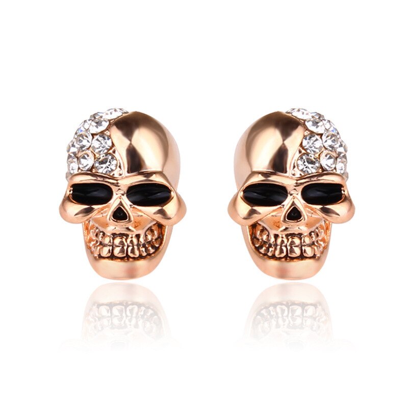 New Hot Punk Gold Unisex Skull Head Stud Earring