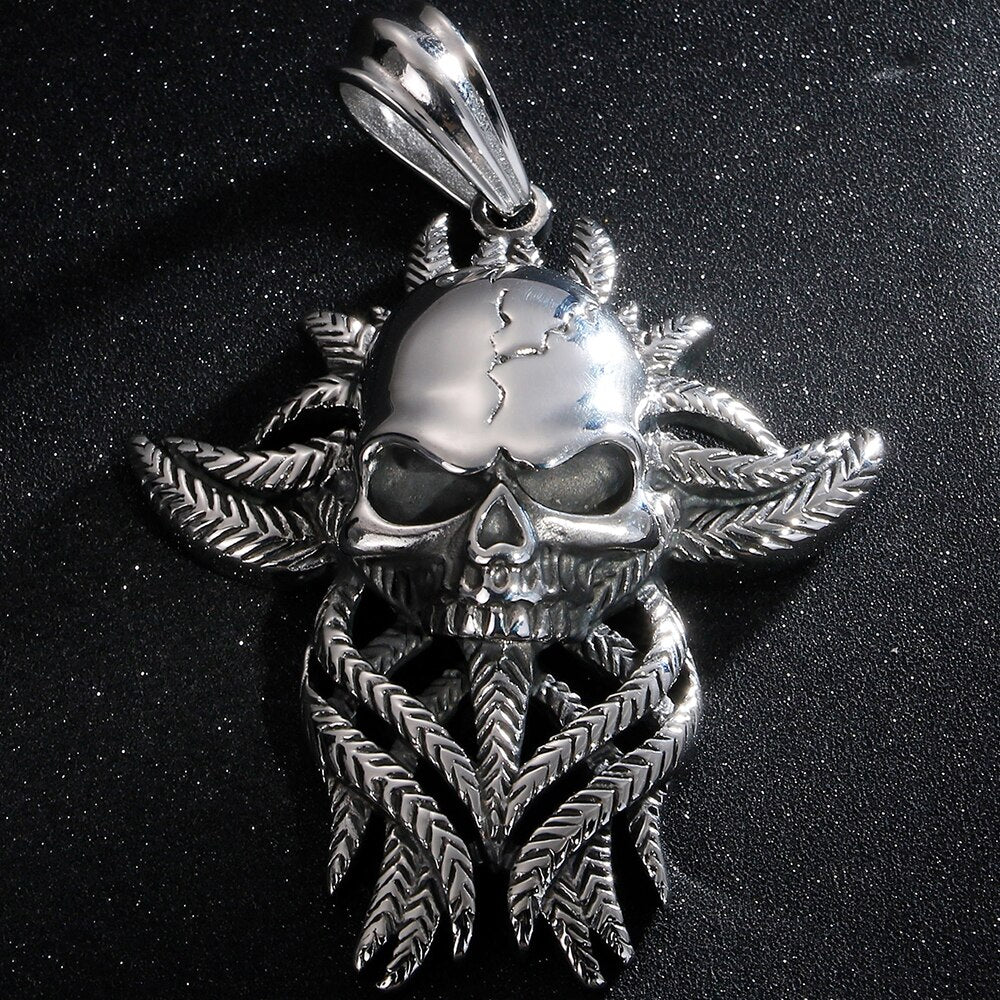 Gothic Skull Head Pendants Necklaces For Men