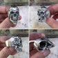 925 Sterling Silver Sharp Teeth Skull Ring Mens Biker Punk