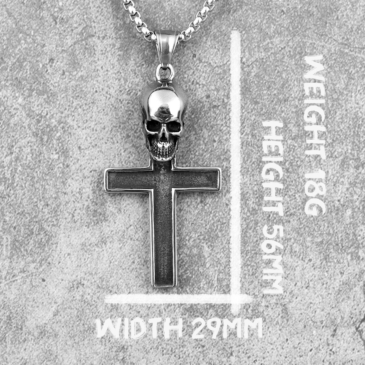 Stainless Steel Gothic Skull Cross Long Men Necklaces Pendants Chain Punk