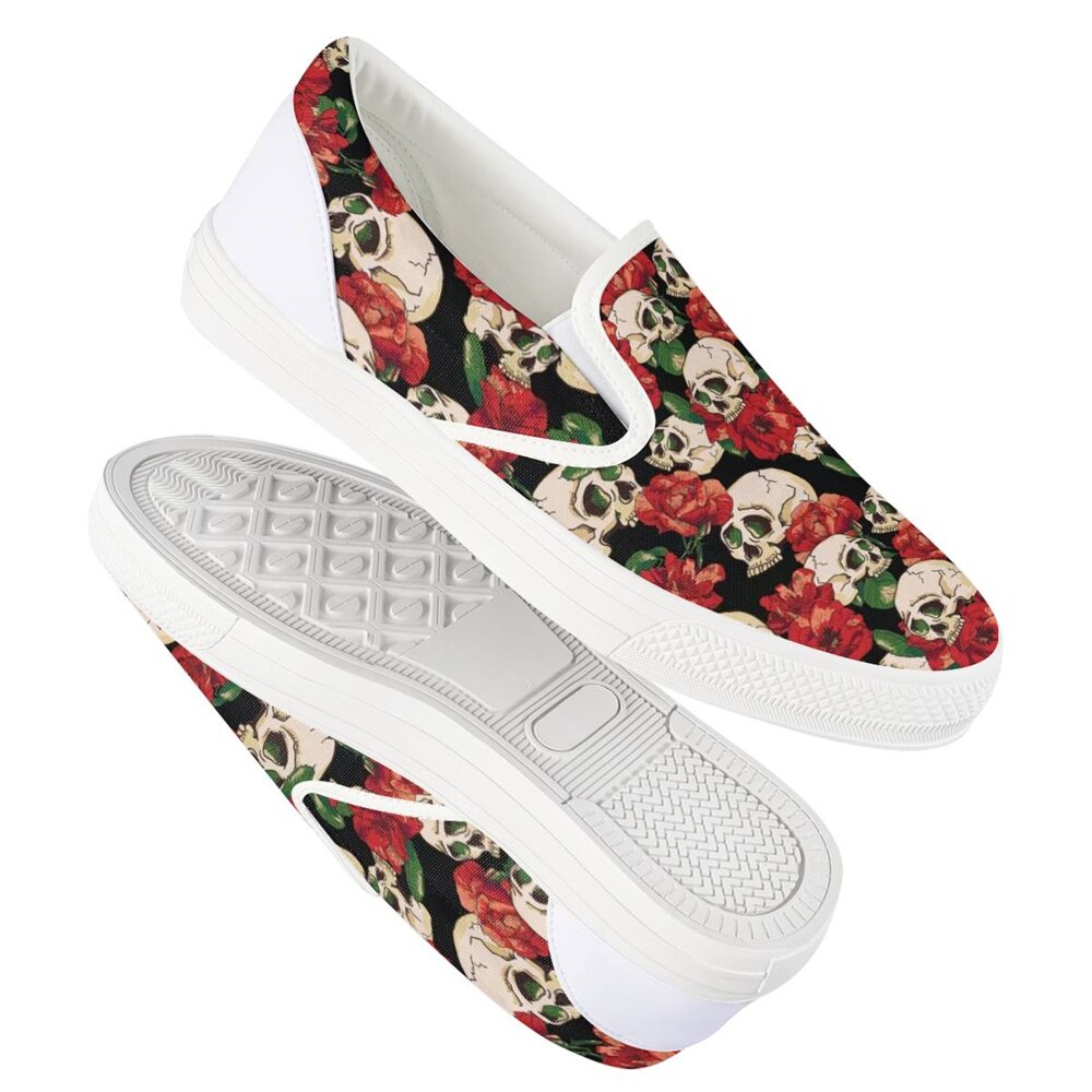 Women Flat Loafers Sugar Skull Printed Shoes for Women's Casual Round
